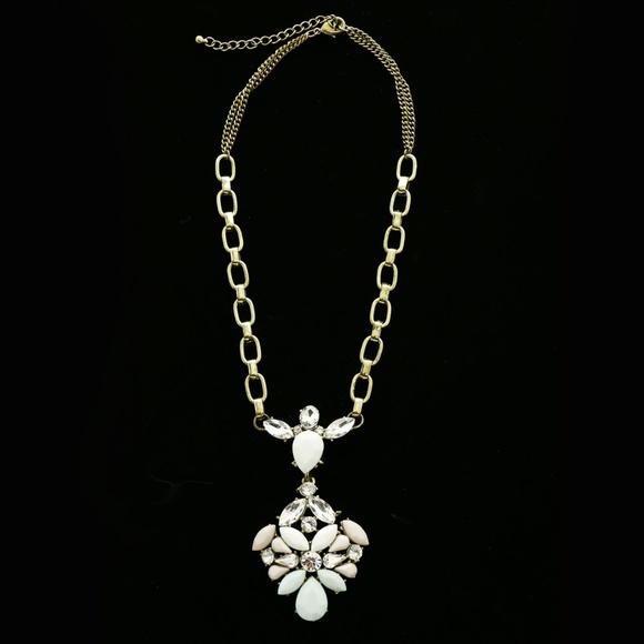 Luxury Crystal Y-Necklace Gold/White NWOT - Picture 1 of 3